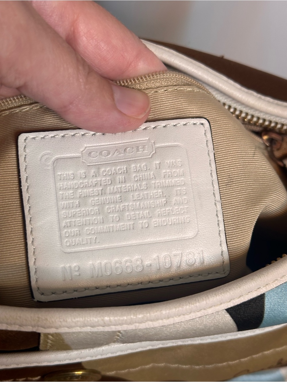 Vintage Coach Ergo Optic Scarf Print Brown Beige & Blue 2006 10781 blue cream - Picture 13 of 14